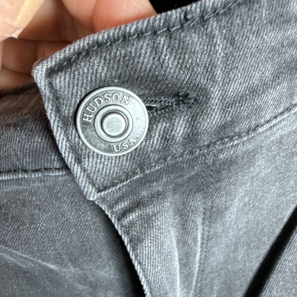 Hudson Women’s Black Dark Wash Denim Straight Jeans Stretch Pockets Size 14 - Picture 6 of 15